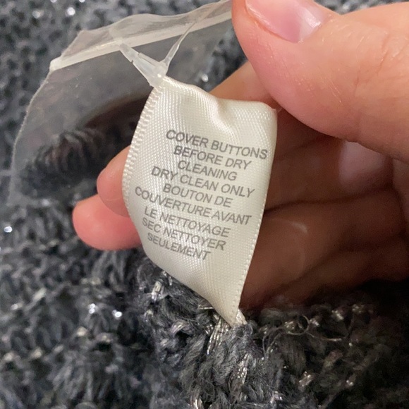 Rebecca Taylor shimmering chunky knit shawl collar one button sweater cardigan S - Picture 11 of 11